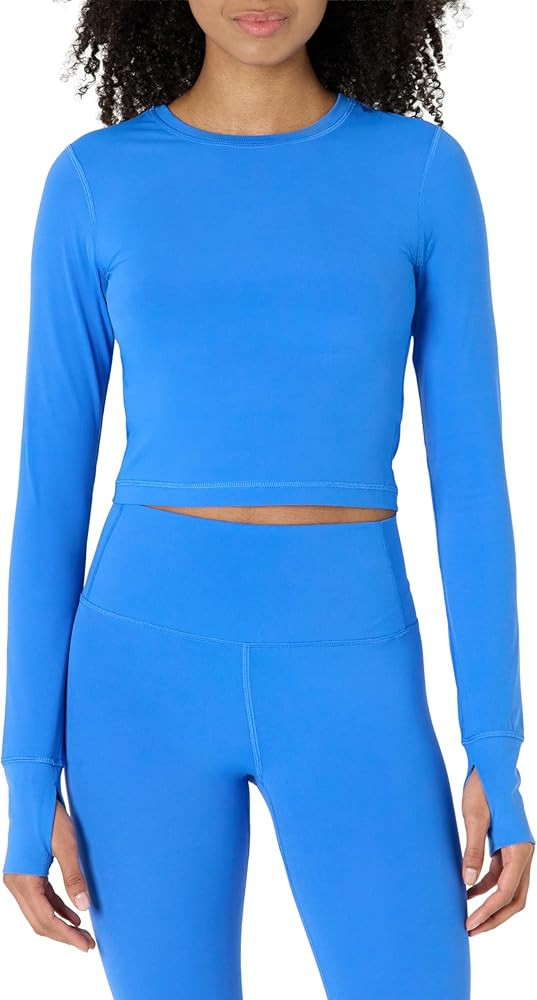 Amazon Essentials Women's Active FormFlex Buttery Soft Long Sleeve Slim Fit Crop Layering Workout... | Amazon (US)