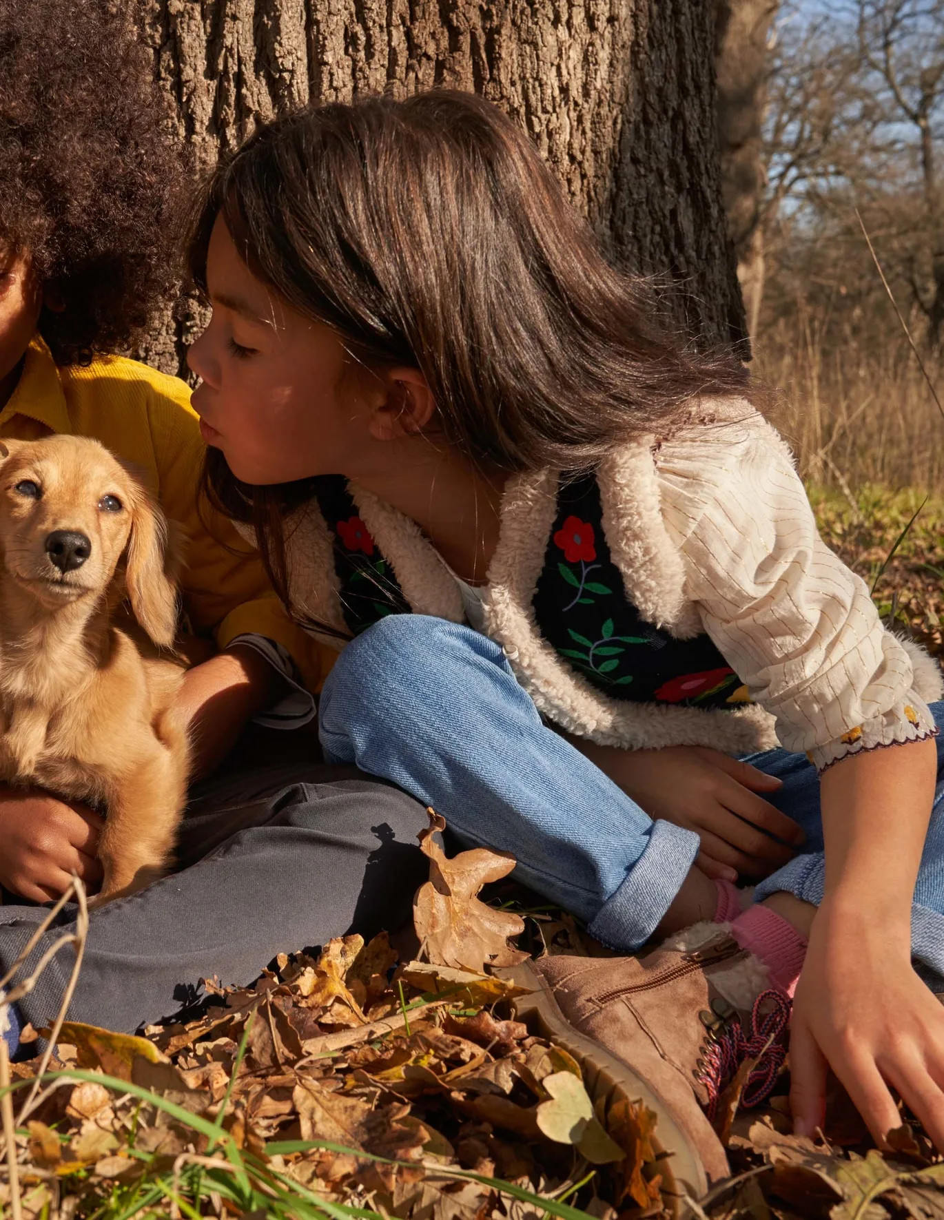 Shaggy Lined Emboidered Vest - College Navy | Boden US | Boden (US)