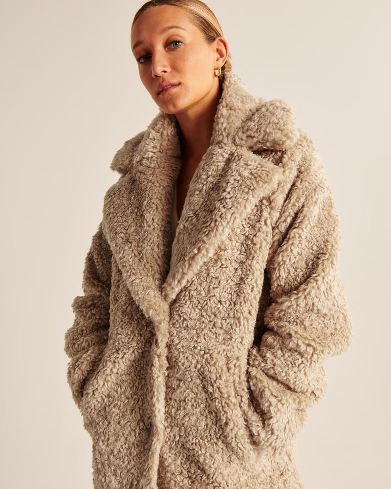 Women's A&F Teddy Long Coat | Women's Coats & Jackets | Abercrombie.com | Abercrombie & Fitch (US)