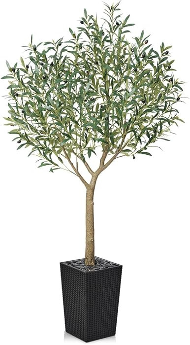 Árbol de olivo artificial de 6 pies, resistente a los rayos UV, árbol falso alto para interiore... | Amazon (US)
