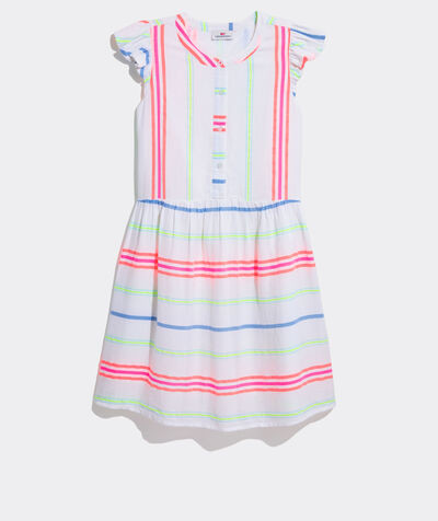 Guava Multi Stripe Button-Front Dress | vineyard vines