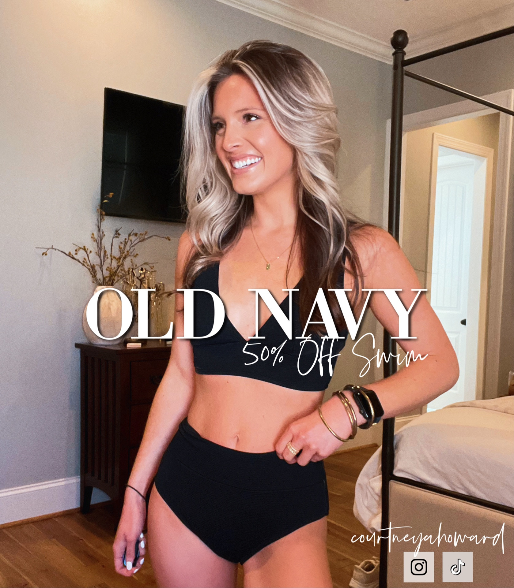 Old Navy women’s swim 50% off today only! 
Wearing a size small in both top and bottoms fit TTS! 
Womens swim, old navy finds, womens swimwear 

#LTKSpringSale #LTKSeasonal #LTKtravel
