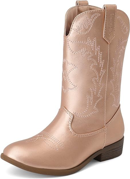 DREAM PAIRS Cowgirl Cowboy Western Boots Girls Mid Calf Riding Shoes Little Kid/Big Kid | Amazon (US)