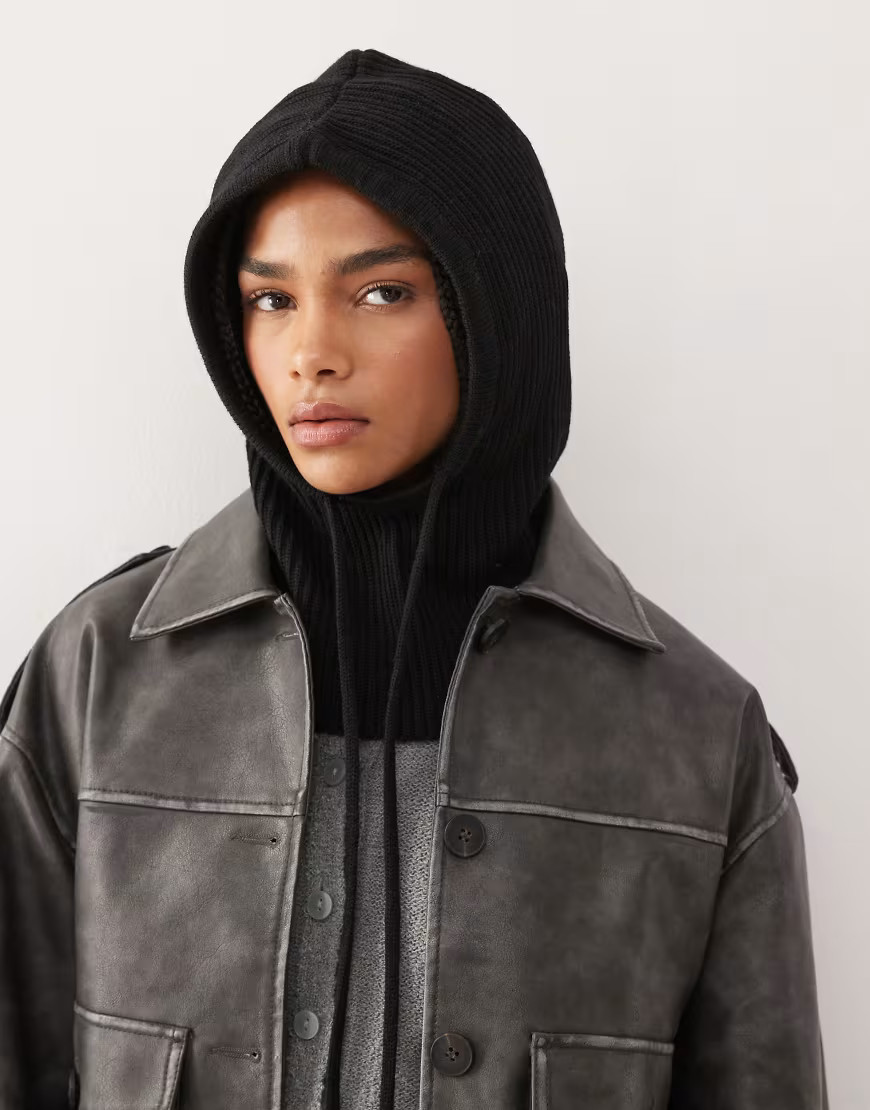 Monki knitted hooded balaclava in black | ASOS (Global)