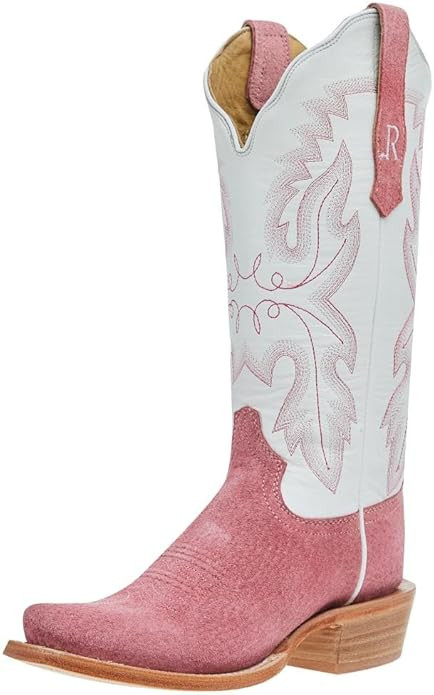 R. Watson Boots R Women's Rose Boar 13 In Winter White Top Cowgirl Boot | Amazon (US)