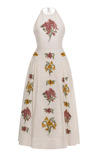 Balsa Embroidered Linen Midi Halter Dress | Moda Operandi (Global)