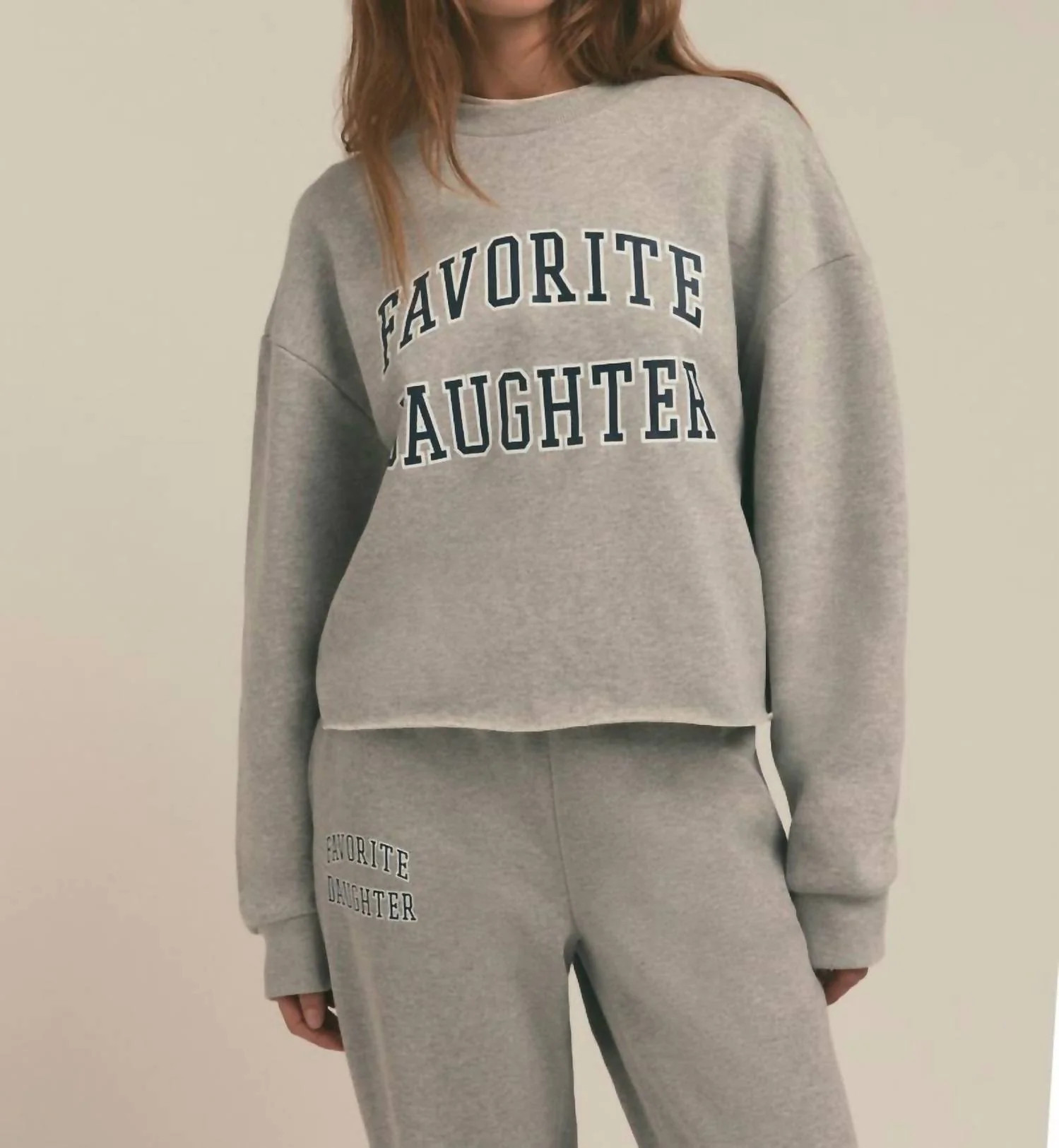 Cropped Collegiate Sweatshirt In Heather Grey | Shop Simon