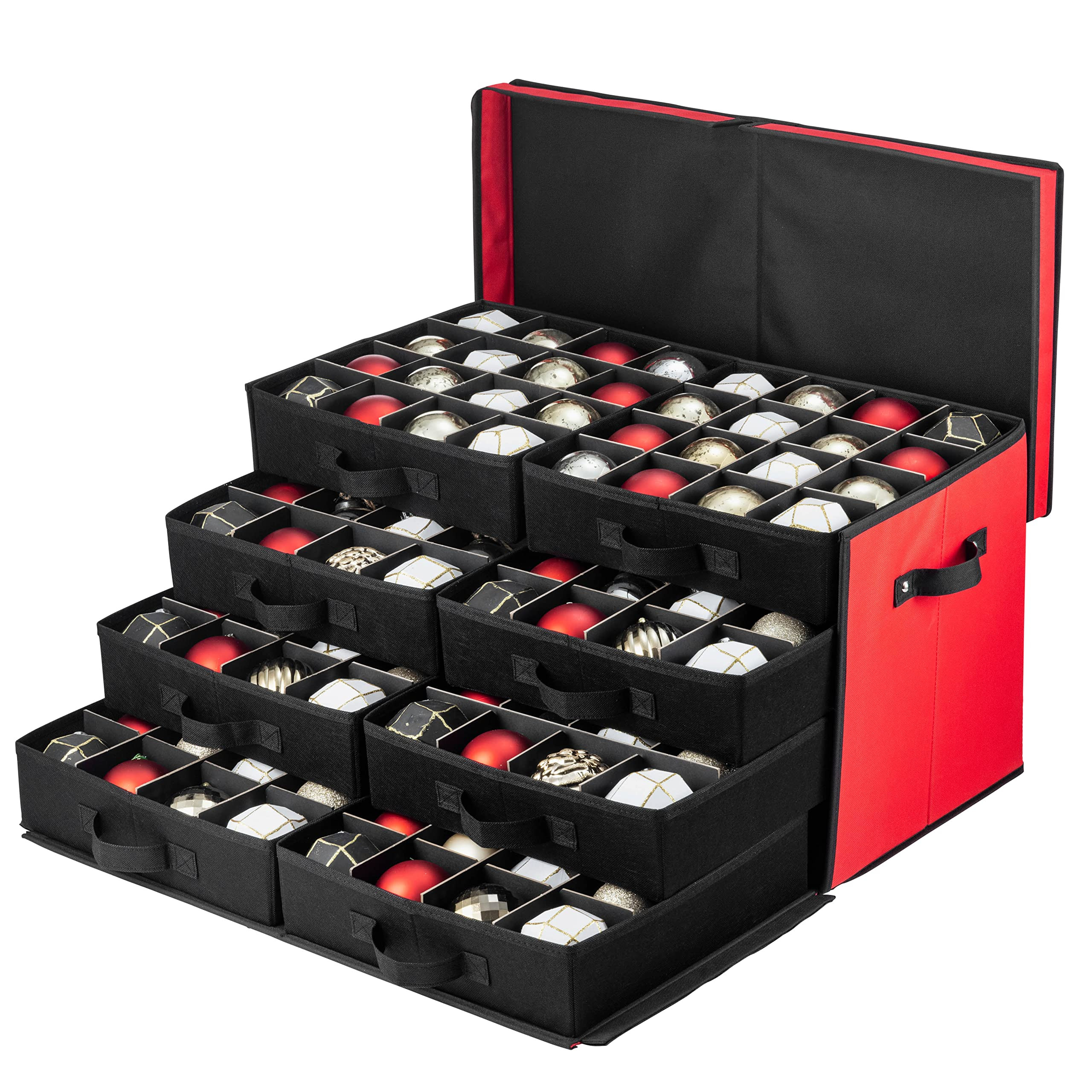ZOBER Christmas Ornament Storage Box - Stores 128 3" Ornaments with Drawer Style Trays - Tear Pro... | Amazon (US)