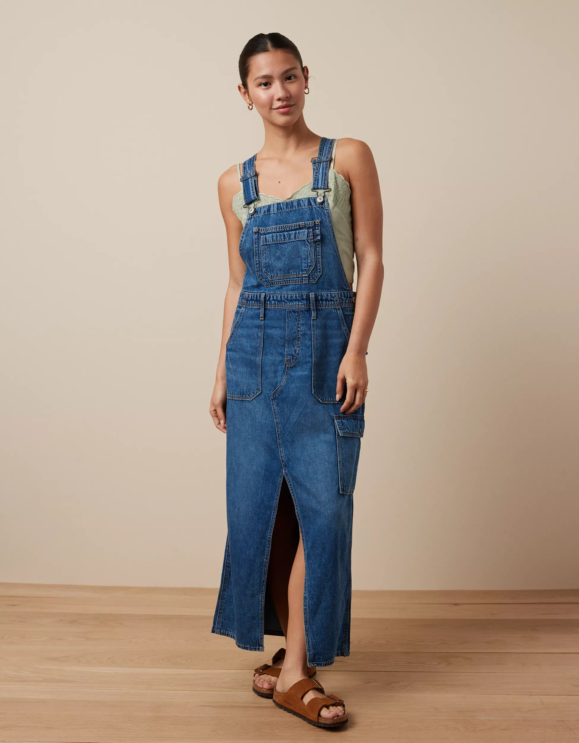 AE Denim Maxi Overall Dress | American Eagle Outfitters (US & CA)