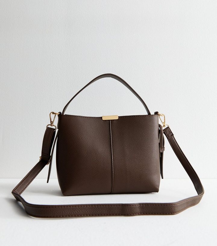 Brown Leather Look Buckle Strap Bucket Bag
						
						Add to Saved Items
						Remove from Save... | New Look (UK)