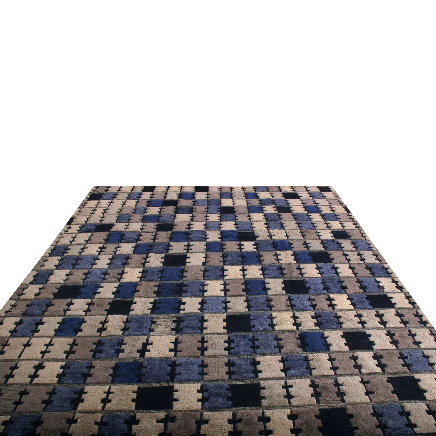 Scandinavian Rug In Gray, Blue, Black Geometric Pattern By Rug & Kilim | Perigold