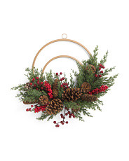 24in Berries Pinecone Metal Double Ring Wreath | Marshalls
