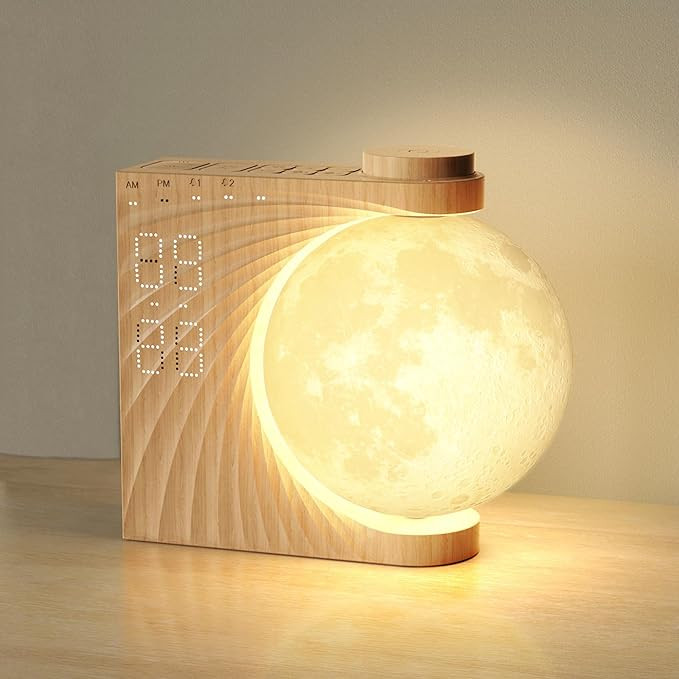 Lampe de Lune avec 2 Réveil Lumineux,Eveil Lumière LED Radio,Reveil Simulateur d'aube,Réveil e... | Amazon (FR)