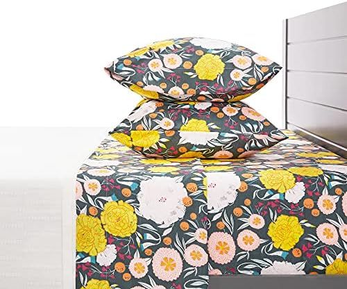 Where the Polka Dots Roam King Size Bed Sheets Vintage Floral on Gray Print 4 Piece Set │ Unisex, Fl | Amazon (US)