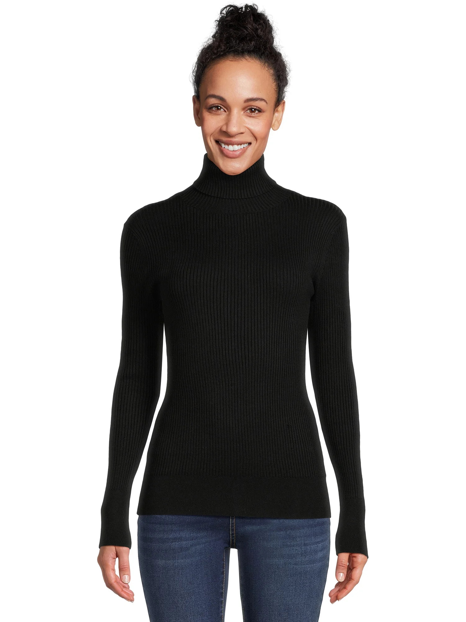 Time and Tru Women's Ribbed Knit Turtleneck, Sizes XS-XXXL - Walmart.com | Walmart (US)