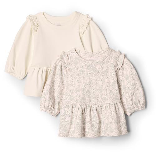 Amazon Essentials x Sofia Grainge Toddler Girls' 3/4 Sleeve Knit Top, Pack of 2, Ivory/Sketch Floral, 3T | Amazon (US)