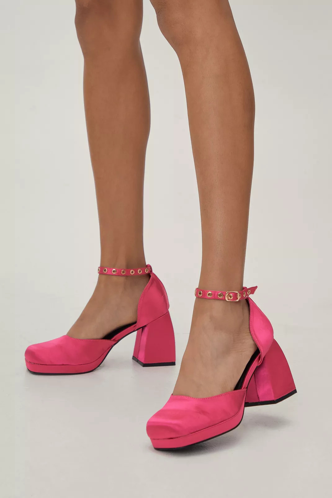 Satin Strappy Buckle Mary Jane Block Heels | Nasty Gal (US)