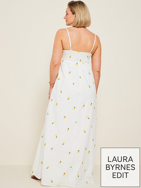 X Laura Byrnes Cotton Seersucker Strappy Maxi Dress - White | Very (UK)