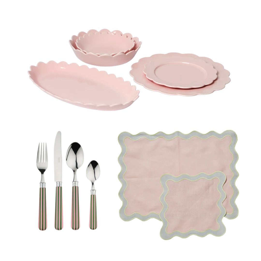 Pink Scallop Dining + Placemat and Cutlery Set | In the Roundhouse