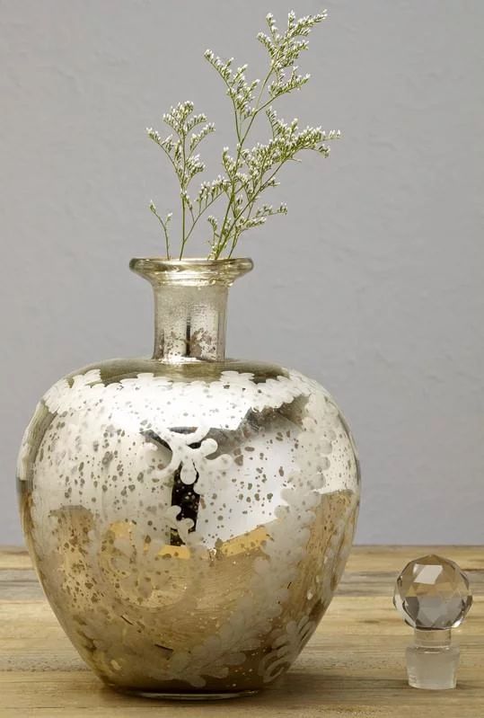 Mercury Glass Etched Apple Flower Vase Jar - Country Farmhouse Home Decor Accent for Tabletop or ... | Walmart (US)