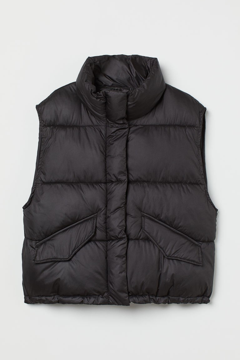 H & M - Stand-up-collar Puffer Vest - Black | H&M (US + CA)