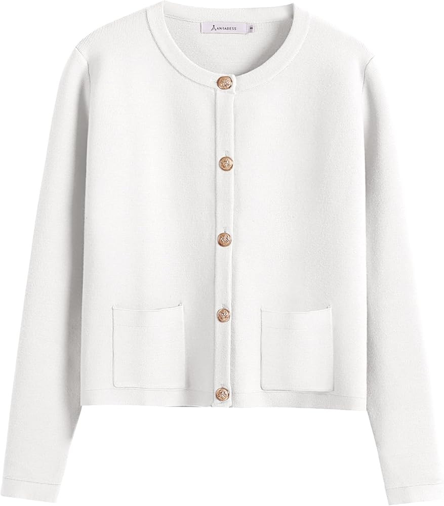 ANRABESS Women Striped Cardigan Sweaters Button Down Cropped Knit Lady Jackets Coat 2025 Fall Out... | Amazon (US)