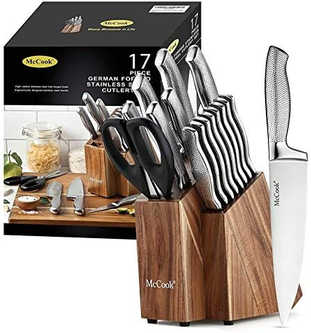 McCook® MC20 Premium Knife Sets,17 Pieces Full Tang Hammered German Stainless Steel Kitchen Knif... | Amazon (US)