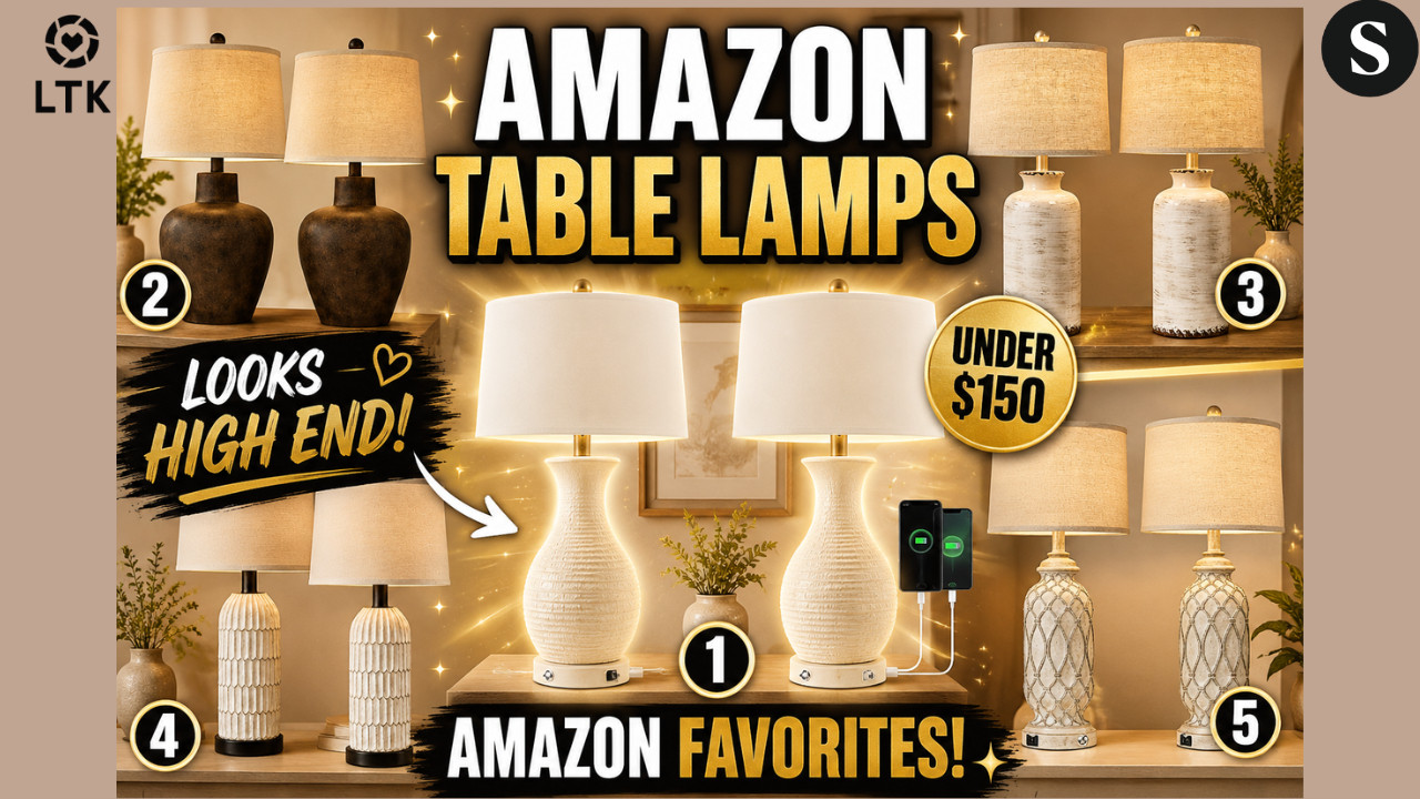 5 Farmhouse Table Lamps That Look Way More Expensive Than They Are | Amazon Home Decor Finds

Looking for beautiful table lamps that make your home look expensive without spending designer prices? In today's Amazon home decor roundup, I'm sharing 5 gorgeous farmhouse and rustic table lamp sets that are perfect for bedrooms, living rooms, entryways, and nightstands.
From ceramic textured bases to rustic terra cotta finishes and USB charging ports, these lamps combine style and functionality while keeping that warm, cozy neutral aesthetic we all love.
✨ Which lamp is your favorite? Let me know in the comments!

🛍️ Shop all of these lamps through my ShopMy and LTK storefronts linked below.

🛍️Amazon Storefront:
https://amzn.to/4vsCyhA




🛍️ShopMy:
https://shopmy.us/shop/collections/5909053




🛍️LTK: 



#AmazonHomeDecor #AmazonFinds #TableLamps #FarmhouseDecor #NeutralHomeDecor #BedroomDecor #LivingRoomDecor #CozyHome #InteriorDesign #HomeDecorIdeas #AffordableDecor #LampDecor #AmazonFavorites #HomeInspo #Over50AndChic


amazon table lamps, farmhouse table lamps, bedroom lamps, living room lamps, neutral home decor, amazon home decor, rustic table lamps, ceramic table lamps, bedside lamps, farmhouse lighting, table lamp set of 2, cozy home decor, affordable home decor, modern farmhouse decor, amazon decor finds, luxury home decor on a budget, nightstand lamps, lamp styling ideas, home decorating ideas, over 50 and chic 

 #LTKdayinmylife #LTKOver40 #LTKHome
