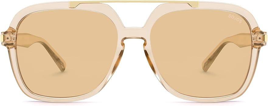 SOJOS Retro Polarized Aviator Sunglasses for Women Men, 70s 80s Trendy Square Aviators Sun Glasse... | Amazon (US)