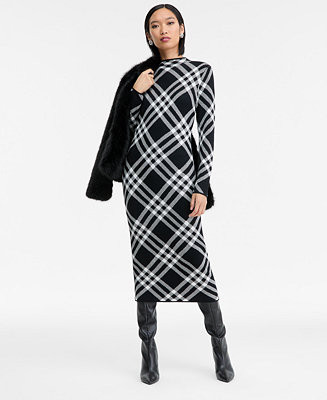 I.N.C. International Concepts Women's Plaid Knit Midi Dress, Macy's Exclusive - Macy's | Macy's