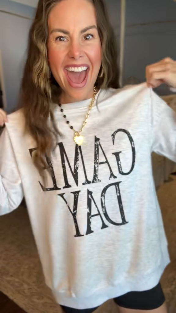 I am 5’5, 120lbs wearing an XS in the biker shorts and small in the sweatshirt! #sportsmom #footballseason #gameday #shopmystyle 

#LTKStyleTip #LTKActive #LTKOver40