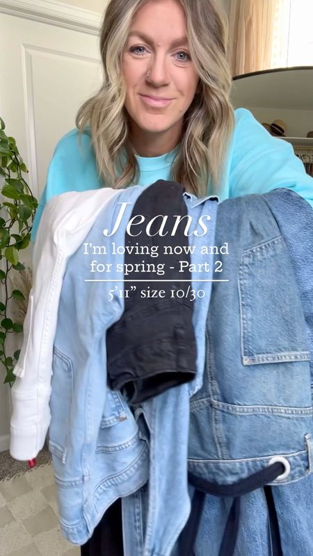 Jeans to wear now and into spring
Ankle straight - 10/30 long, also come in curve love and xtra long
White flares - medium tall 
Barrel - sized down (29) 
Ultra wide leg - 10x36, size up if in between 
Black wide leg - 10, have stretch
Jumpsuit - size down (medium) fit pretty oversized 

#LTKmidsize #LTKVideo #LTKstyletip