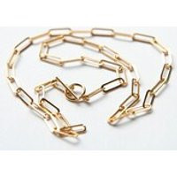 Gold Link Chain Necklace 14k Gold on Silver, Long Link Chain, Rectangle Chain, Layering Necklace, To | Etsy (US)