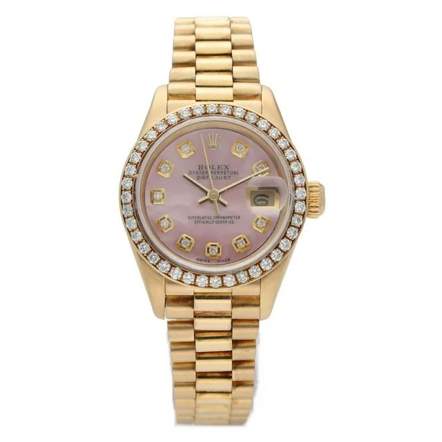 Rolex 69178 Datejust 18k Yellow Gold Diamonds Pink MOP Automatic Ladies Watch - Walmart.com | Walmart (US)