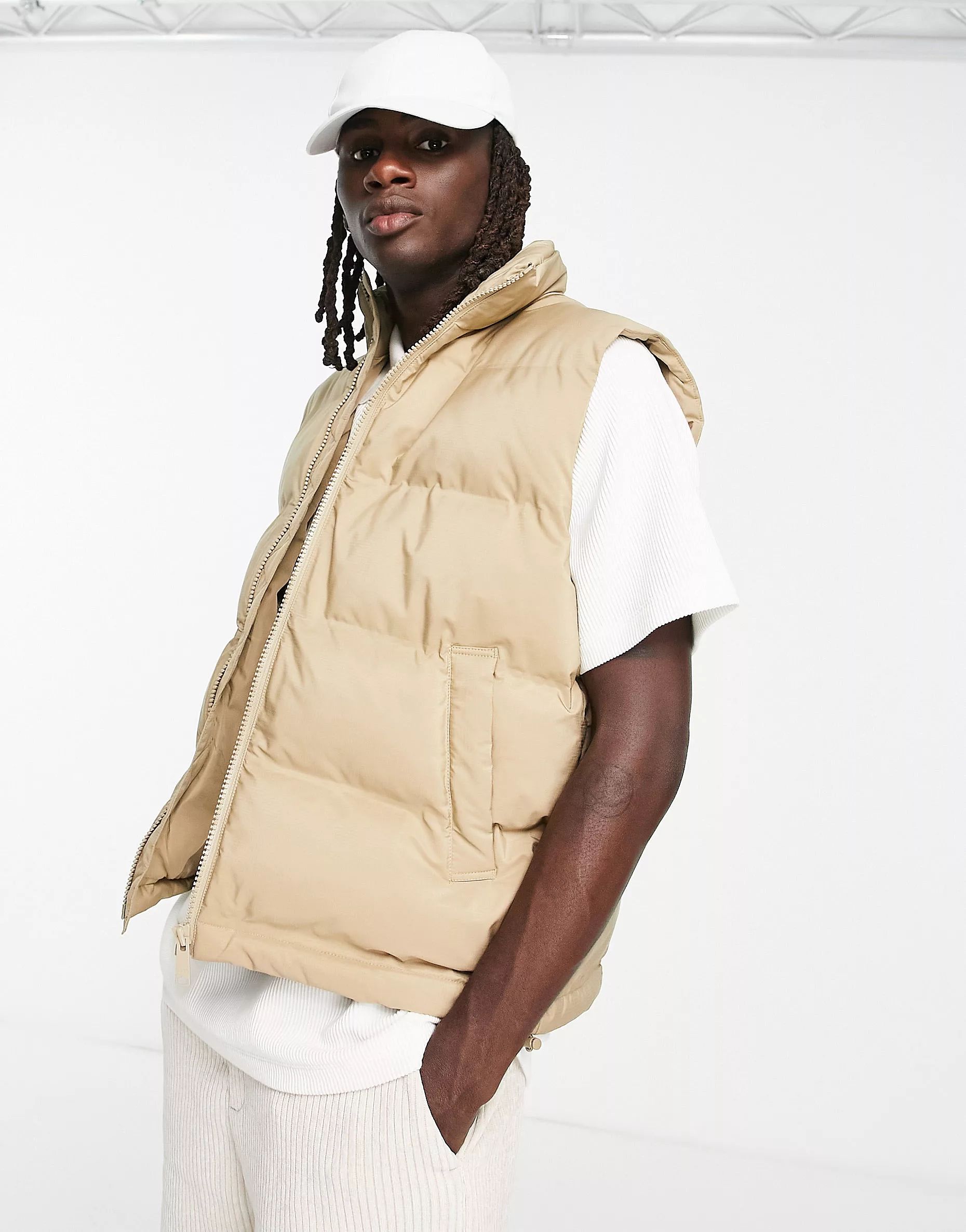 Weekday kip puffer vest in beige | ASOS (Global)