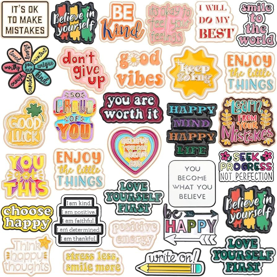 SANNIX 60Pcs Motivational Enamel Pins, Inspirational Lapel Pins Brooches | Amazon (US)