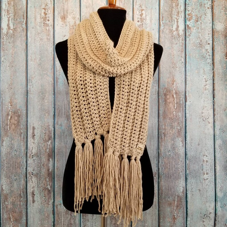 Linen Scarf Handmade Scarf Crochet Scarf Beige Scarf Scarf - Etsy | Etsy (US)