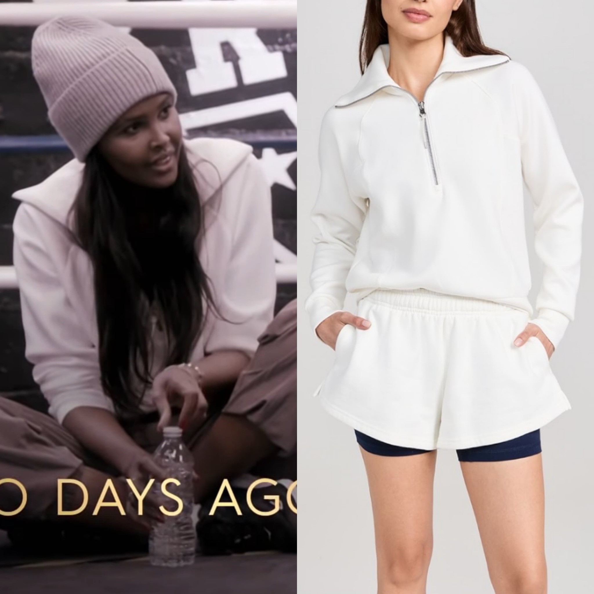 Ubah Hassan’s White Half Zip Sweatshirt