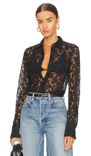 Yvette Lace Shirt in Black | Revolve Clothing (Global)