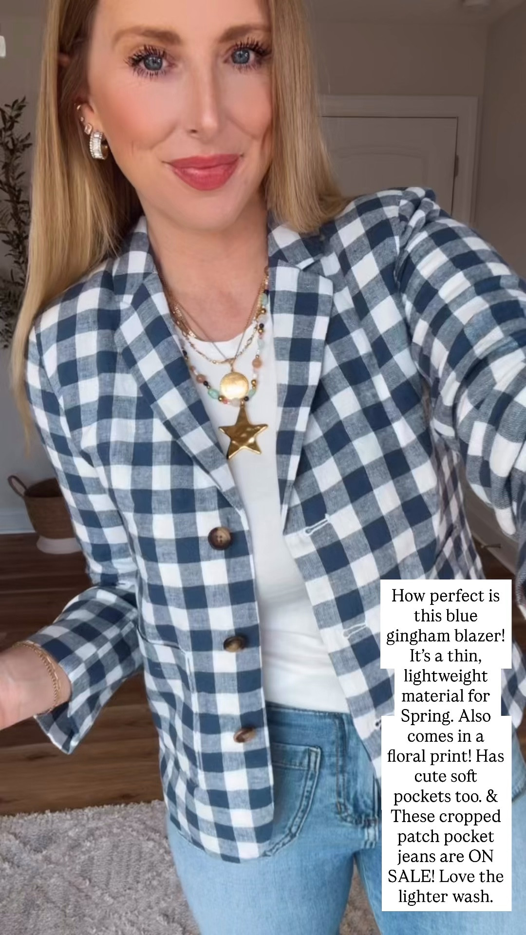 Kohls outfit try on, gingham blazer, patch pocket cropped jeans 

@kohls #ad #kohlspartner #kohlsfinds

#LTKmomlife #LTKootd #LTKSaleAlert