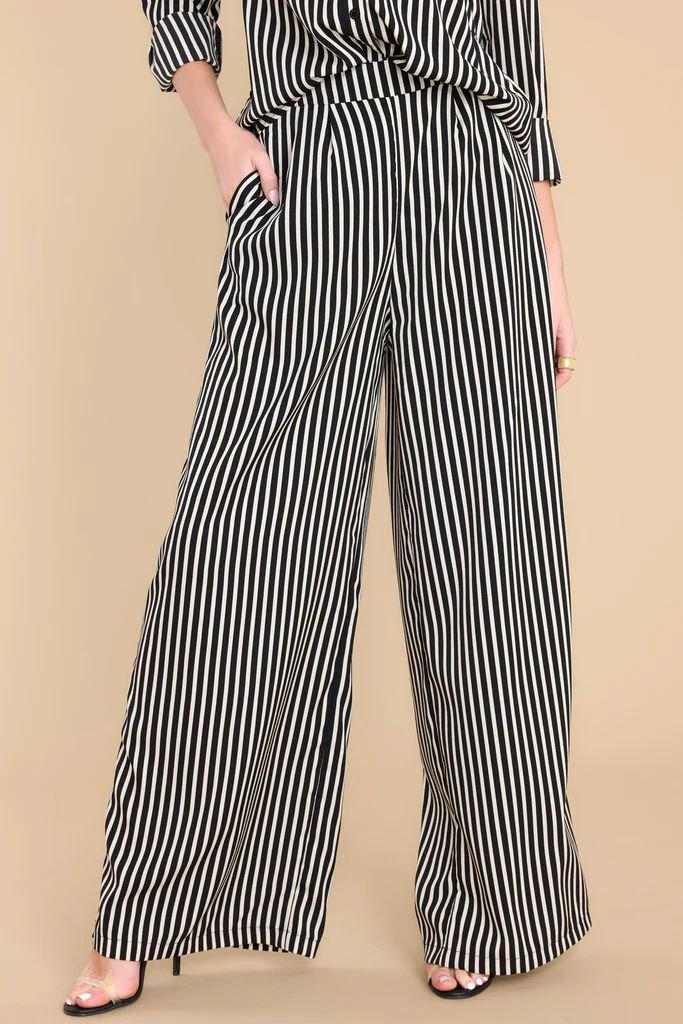 Freely Roaming Black Striped Pants | Red Dress 