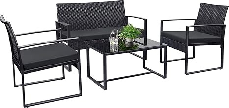 Tuoze 4 Pieces Patio Furniture Set Outdoor Patio Conversation Sets Modern Porch Furniture Lawn Ch... | Amazon (US)