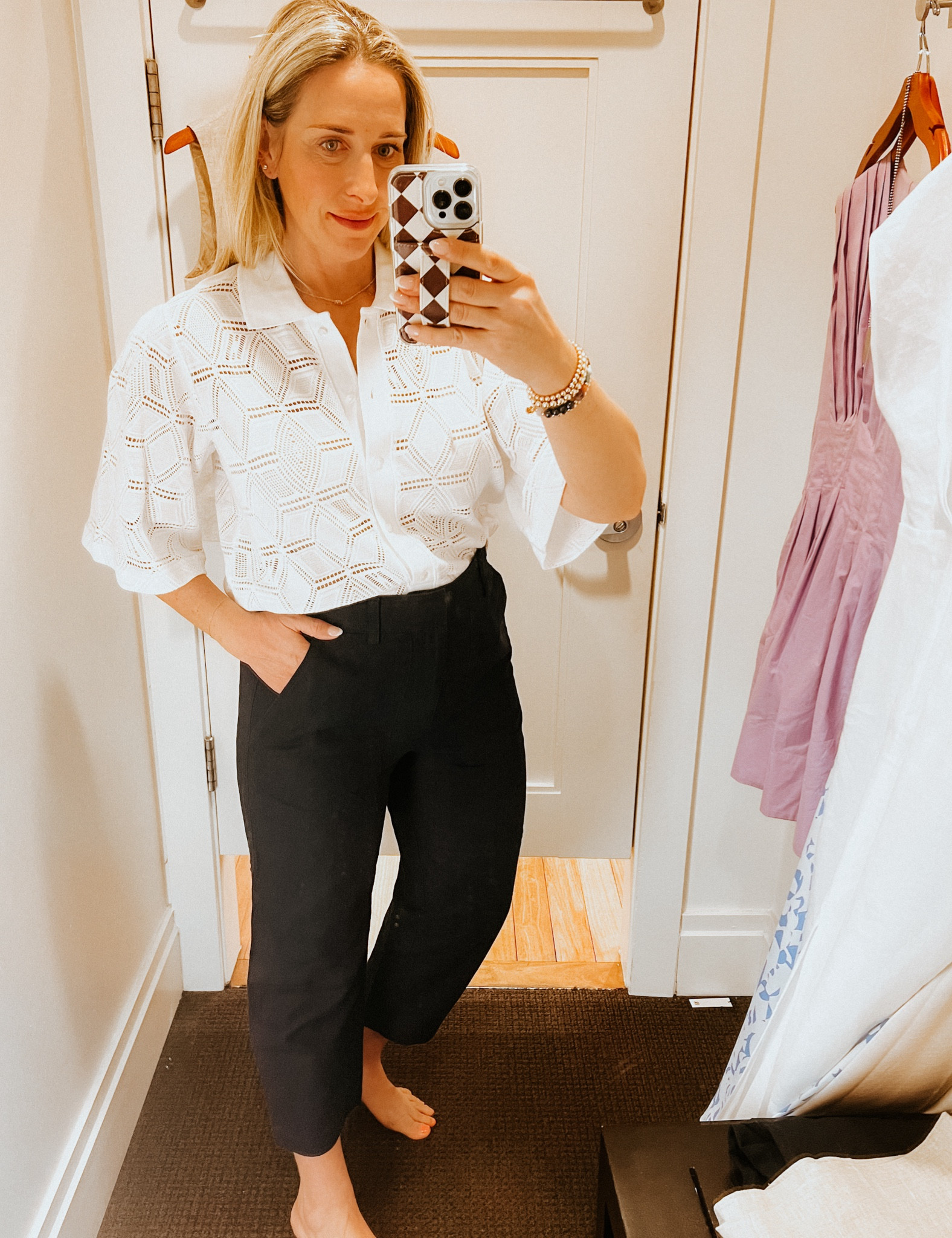 Summer work look
Travel outfit

Navy pants

Open knit sweater 
Lace top
#preppy #workoutfit #summeroutfit #springoutfit #bananarepublic 



#LTKover40 #LTKworkwear #LTKfindsunder100