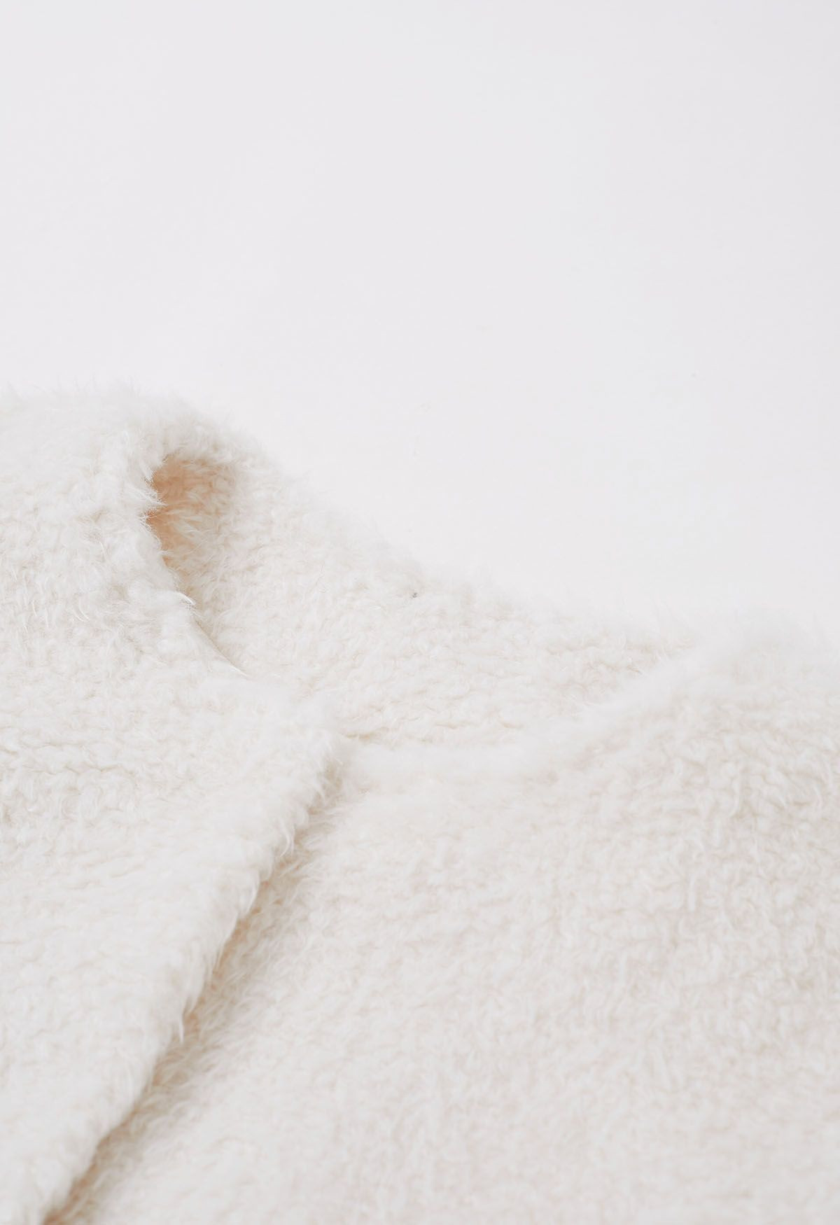Cozy Collarless Faux Fur Coat in White | Chicwish