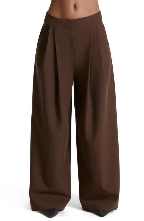 Naked Wardrobe Suiting Oversize Wide Leg Pants in Chocolate at Nordstrom, Size X-Small | Nordstrom
