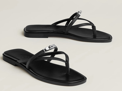 New Hermes Miss Sandal in Leather black noir Size 37 Kelly Buckle | eBay US