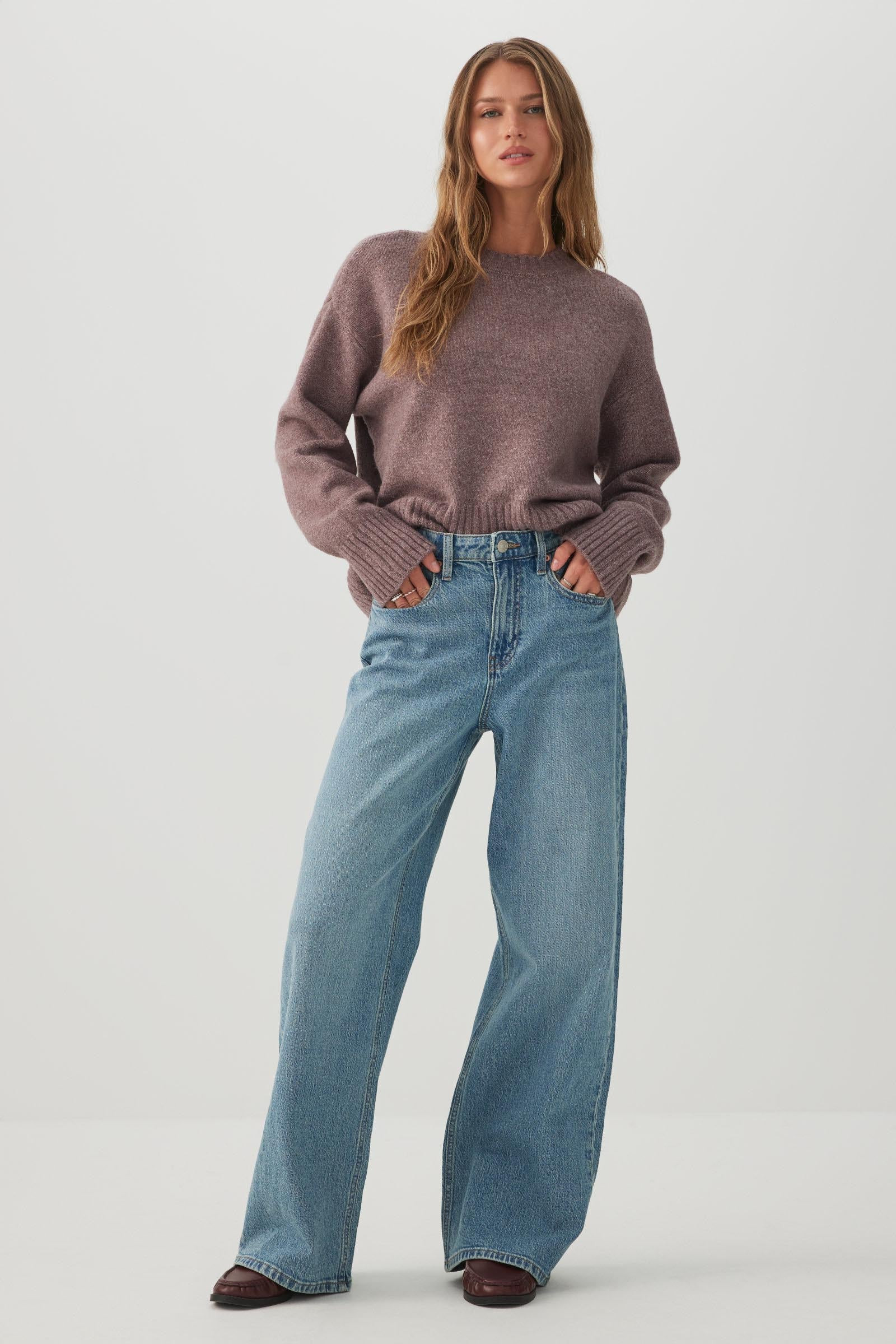 The Legacy Fit High Rise Wide Leg Jean Medium Blue | Ardene Canada | Ardene US