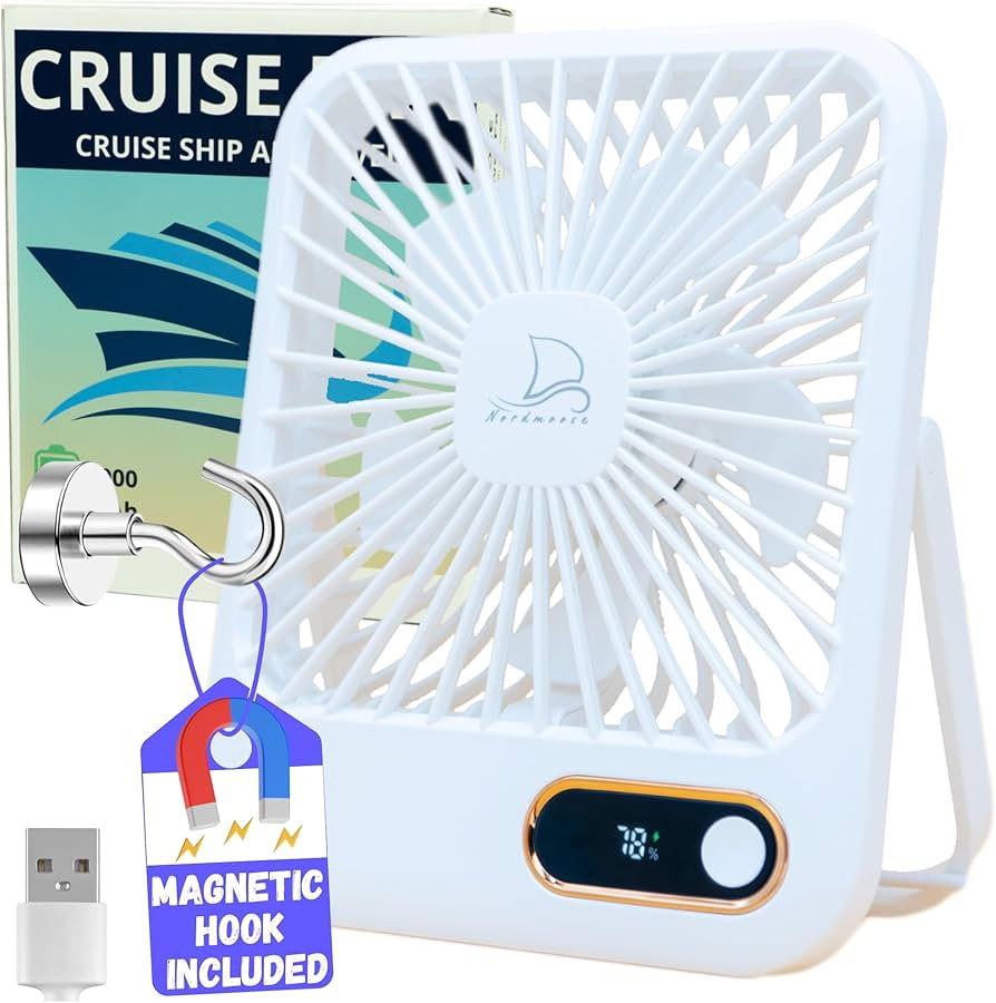 Cruise Fan Cabin Approved Carnival & Royal Carribbean Essentials With Magnetic Hook - Rechargeabl... | Amazon (US)