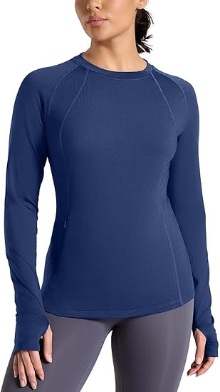 Thermal Shirts for Women Long Sleeve Fleece Tops Cold Weather Running Gear with Zipper Pocket Bas... | Amazon (US)