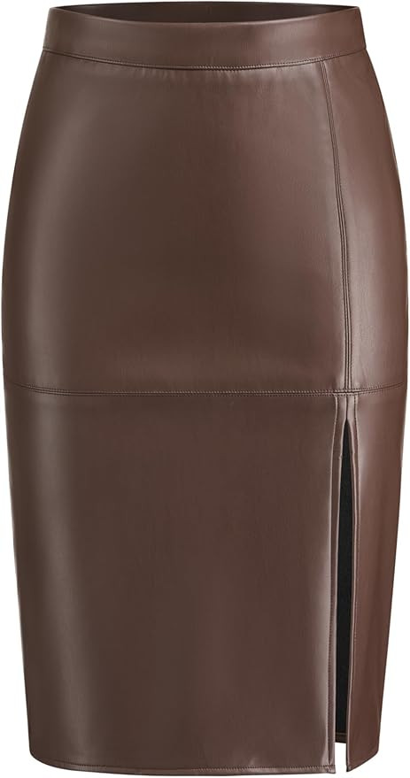 CIDER Faux Leather High Waist Split Mini Skirt | Amazon (US)